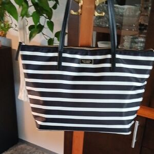 Kate Spade Black and White Striped Tote
